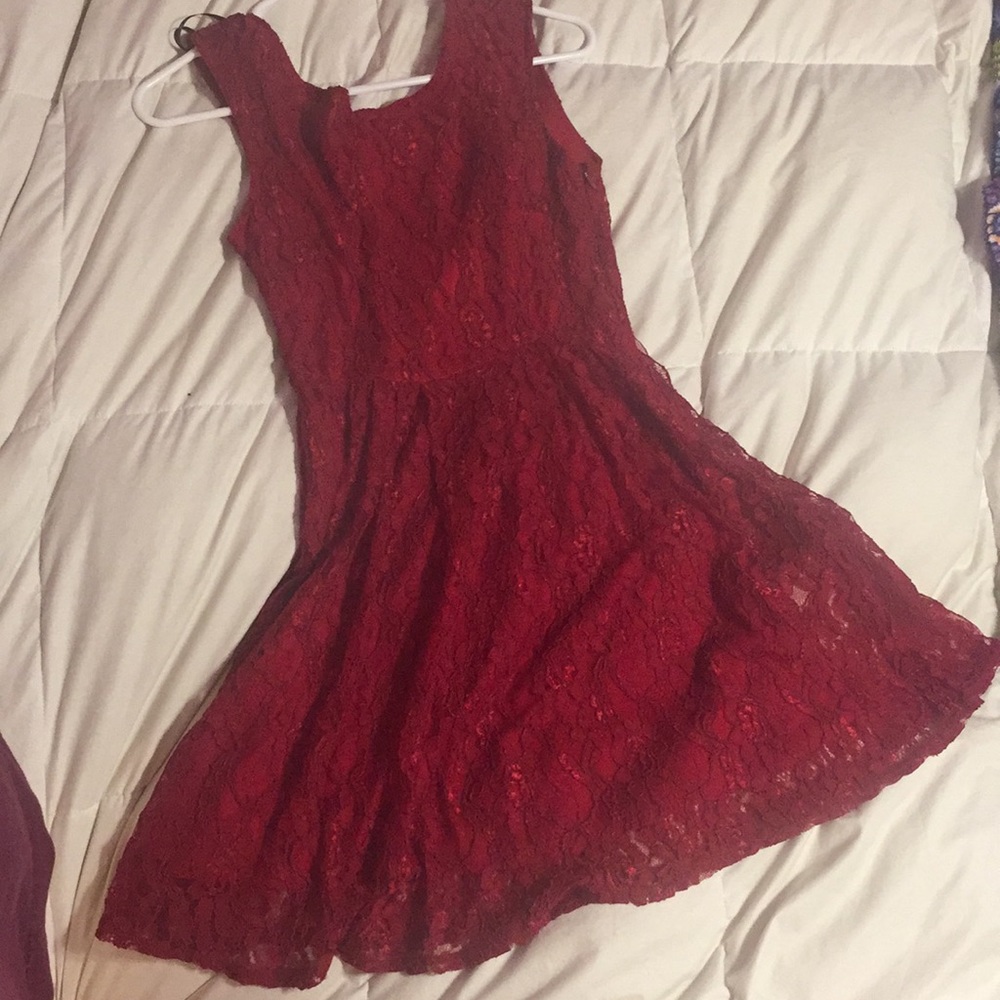 Red lace dress